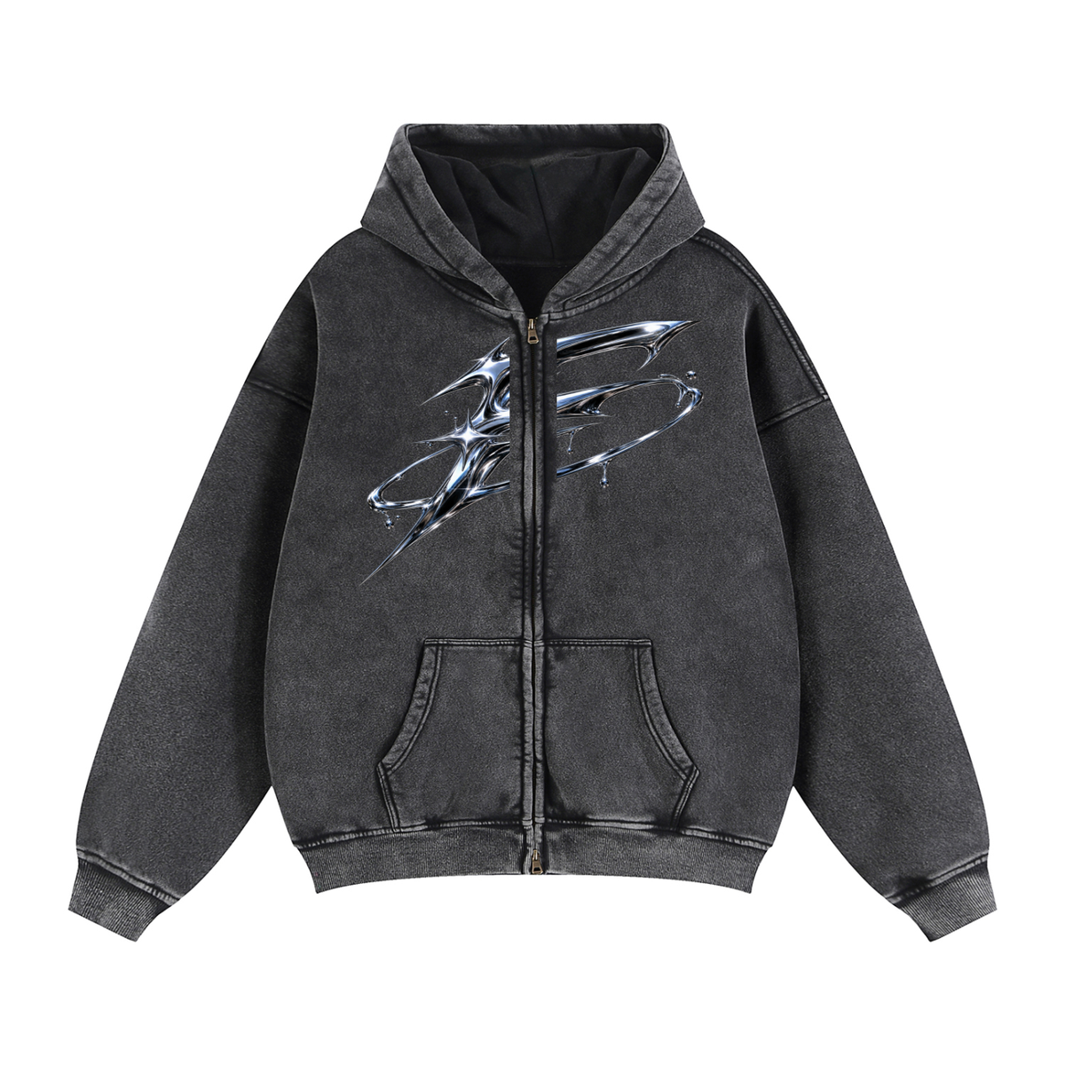 Zip-Through Boxy Fleece Hoodie