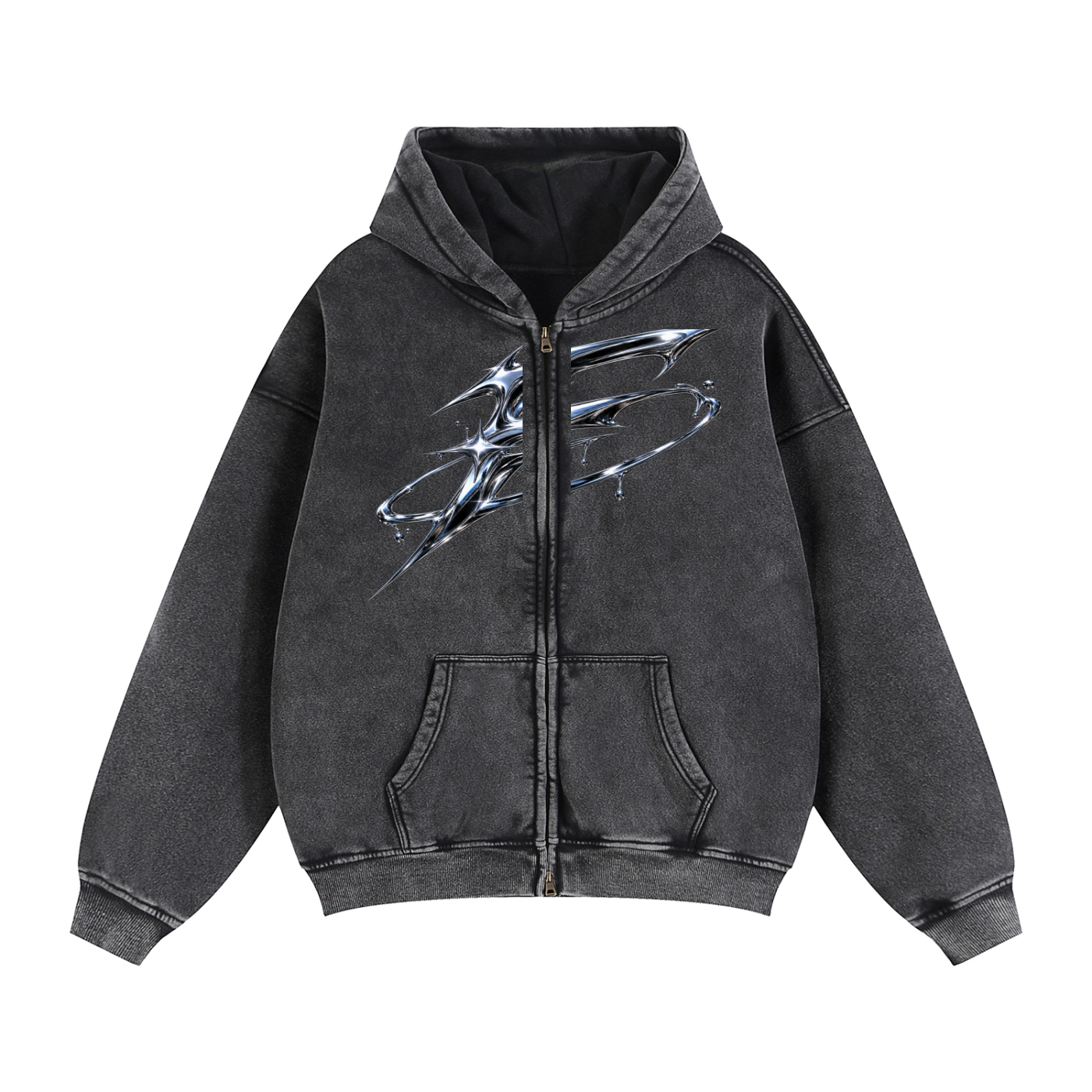 Zip-Through Boxy Fleece Hoodie