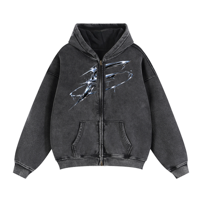Zip-Through Boxy Fleece Hoodie