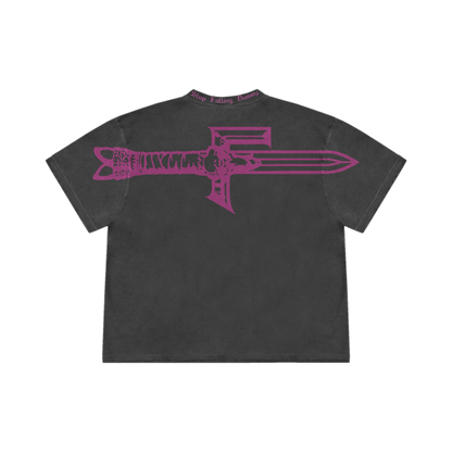 Falling Tee Gothic print (pink)