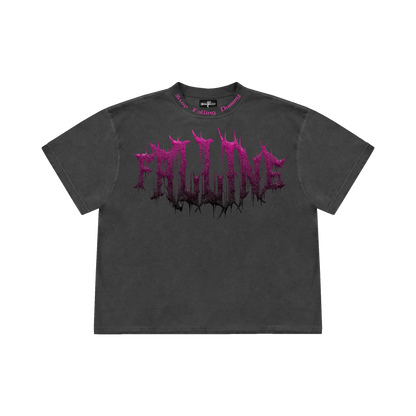 Falling Tee Gothic print (pink)