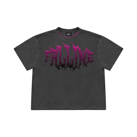 Falling Tee Gothic print (pink)